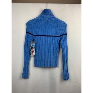 Energie Womens Ribbed Turtleneck Sweater Medium Acrylic Rayon Spandex Moonltblue